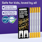 ARTISTRO 5 Gold Dual-Tip Acrylic Paint Markers – Paint Pens Set - Image 6