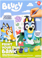 Bluey Paint Your Own Piggy Bank, Includes 6 Paints, Vinyl Stickers, Craft by HorizonGroupUSA