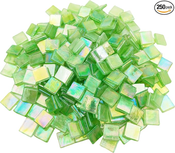 1.1 LB Ice Jade Mosaic Tiles, 0.59“ Square Glass Mosaic Pieces by BTMIEY