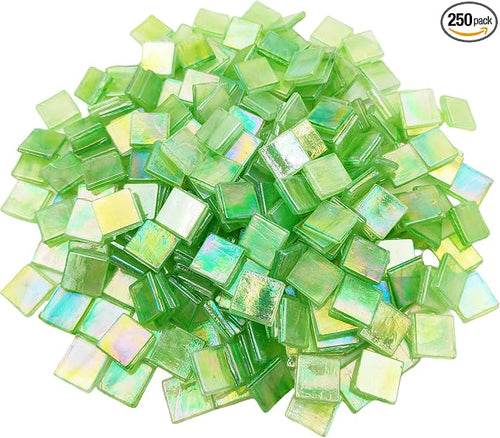 1.1 LB Ice Jade Mosaic Tiles, 0.59“ Square Glass Mosaic Pieces by BTMIEY