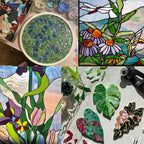 ILLUCKAI 2.2lb Irregular Stained Glass Scraps Sheets Green Mixed Collection - Image 6