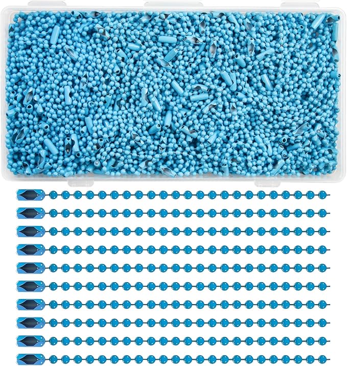 300Pcs Stainless Steel Ball Chain Set, 2.4mm Bead Chains 10 Colors 3.9 Inch by ELANE