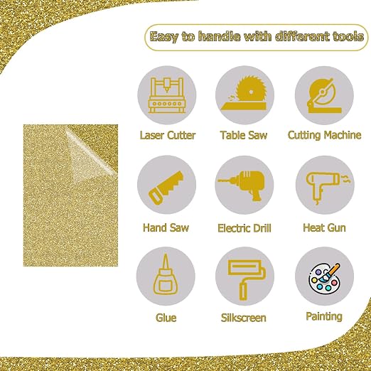 2 Pack 8'' x 12'' Glitter Gold Acrylic Sheet, 3mm Thick Acrylic Plexiglass - Image 4