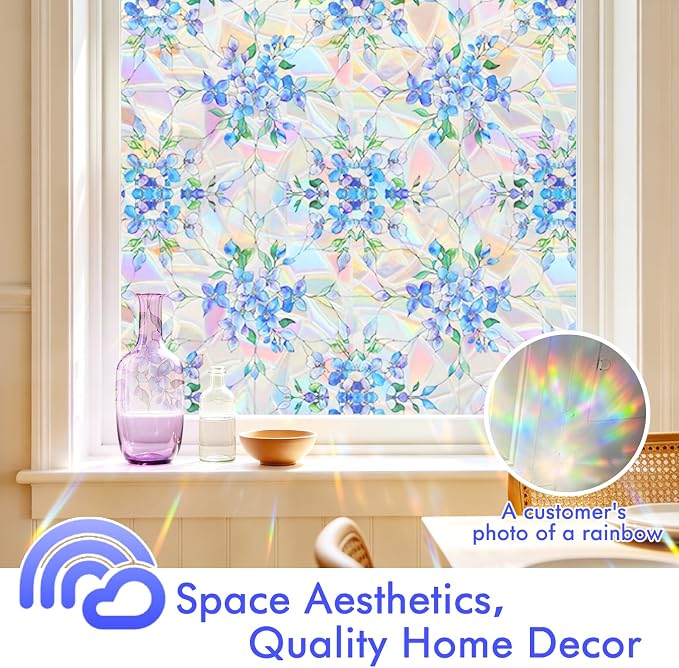 SOMWISE Rainbow Window Privacy Film, Heat Control, UV Blocking, Anti-Glare - Image 3