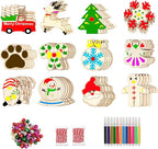 GUDELAK 60PCS DIY Wooden Christmas Ornaments, 12 Styles Christmas Crafts - Image 3