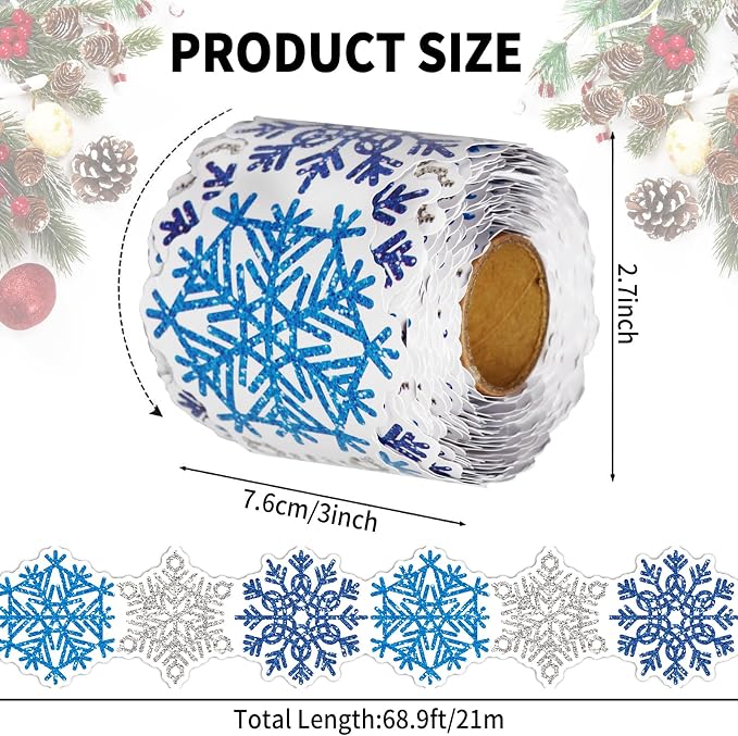69 Feet Winter Snowflake Bulletin Board Borders, Shine Scalloped Borders - Image 2