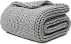 YnM 100% Cotton Weighted Blanket, Handmade Chunky Knitted Throw, No fillers by YNM