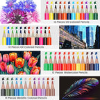 100 Art Supplies Drawing Kit Pro Drawing Supplies Set has 3-Color Sketchbook - Image 5