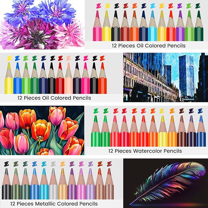 100 Art Supplies Drawing Kit Pro Drawing Supplies Set has 3-Color Sketchbook - Image 5