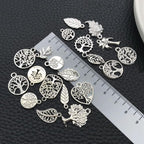 WOCRAFT 60pcs Bright Silver Tree Leaf Charms Bracelet Charms - Image 4