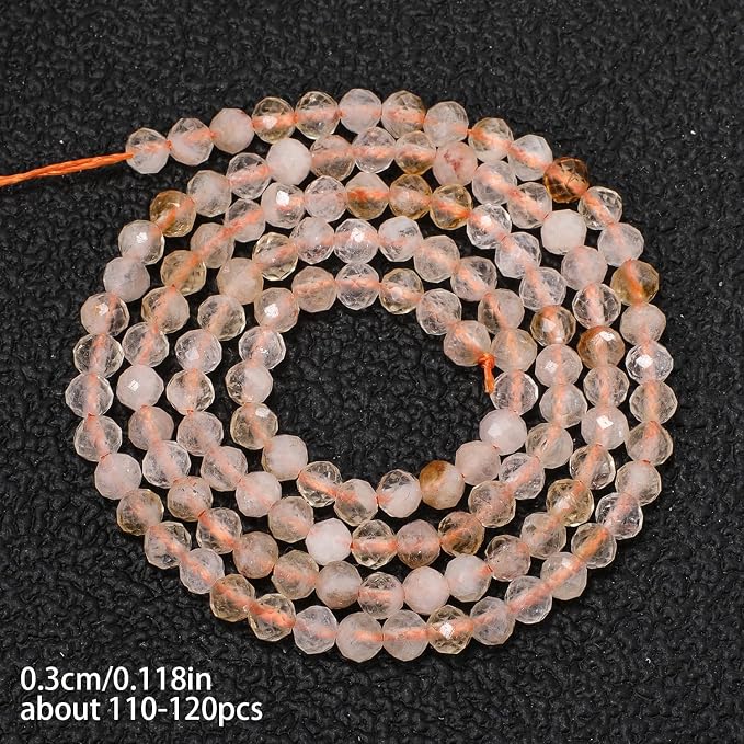 3mm 120pcs Transparent Citrine Tiny Gemstone Beads - Image 3