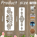 INFUNLY 15Pcs Floral Lace Painting Stencil - Image 2