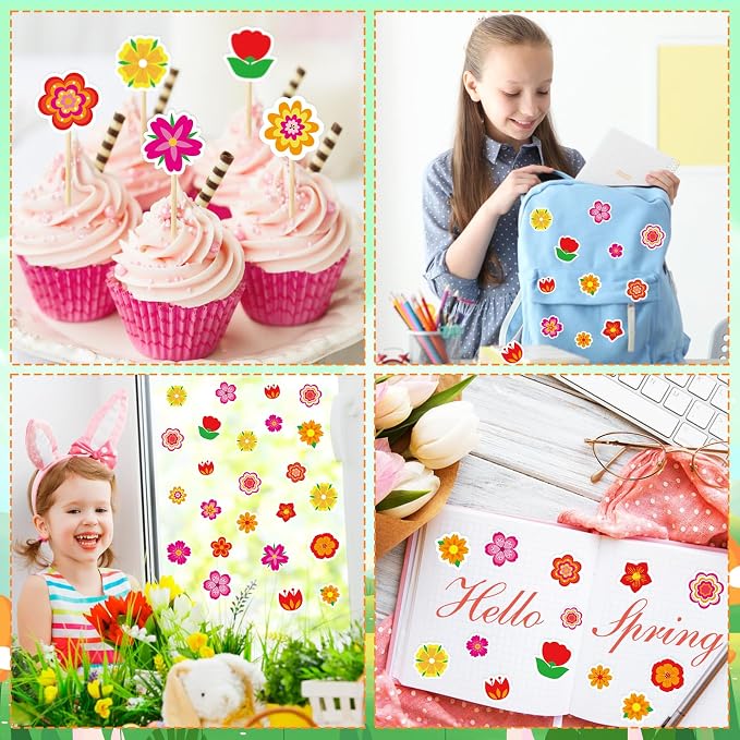 300Pcs Flower Foam Stickers, Self-Adhesive Spring Foam Stickers Colorful Flower - Image 5