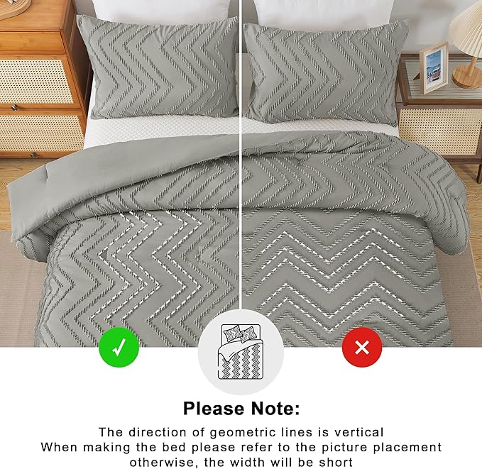 Andency Medium Grey Comforter Set King Size, Boho Soft Warm Tufted Bedding - Image 5