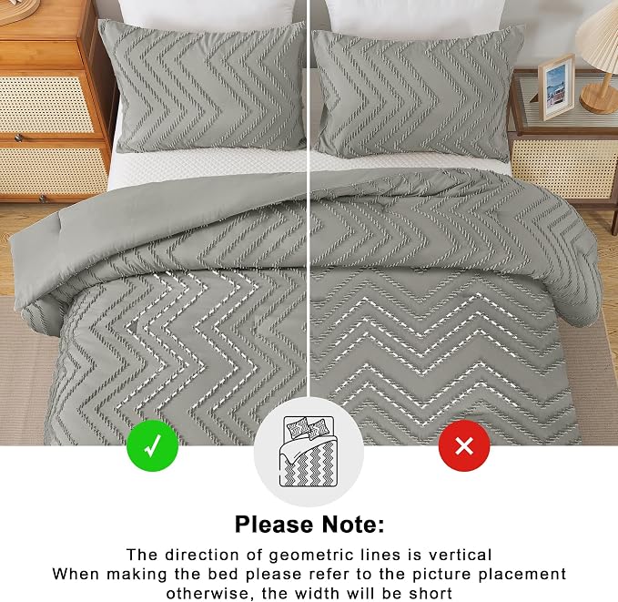 Andency Medium Grey California King Comforter Set, Boho Cal King Soft Warm - Image 5