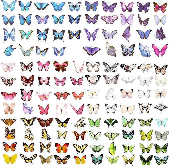 COMNICO 240PCS Butterfly Stickers, PET Waterproof Transparent Colorful Resin - Image 7