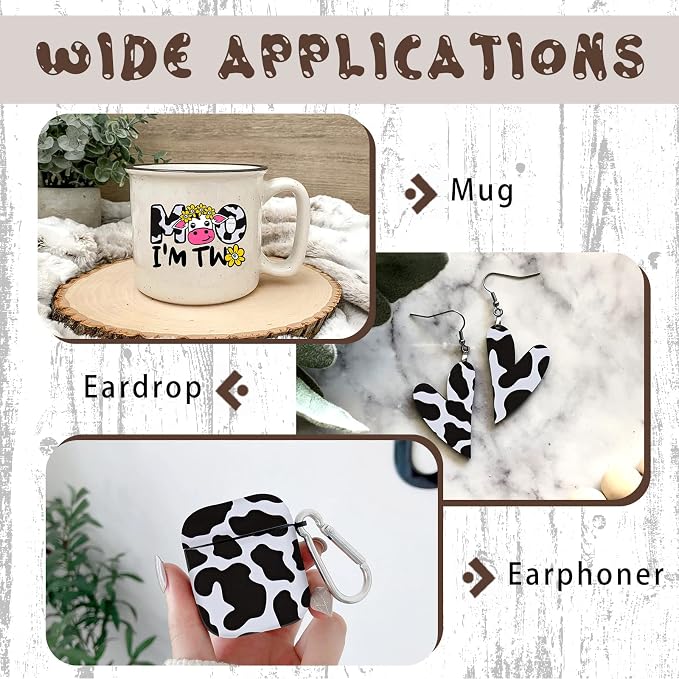 Tintnut Cowhide Permanent Vinyl Black White Adhesive Vinyl Roll 12in x 5ft | - Image 3