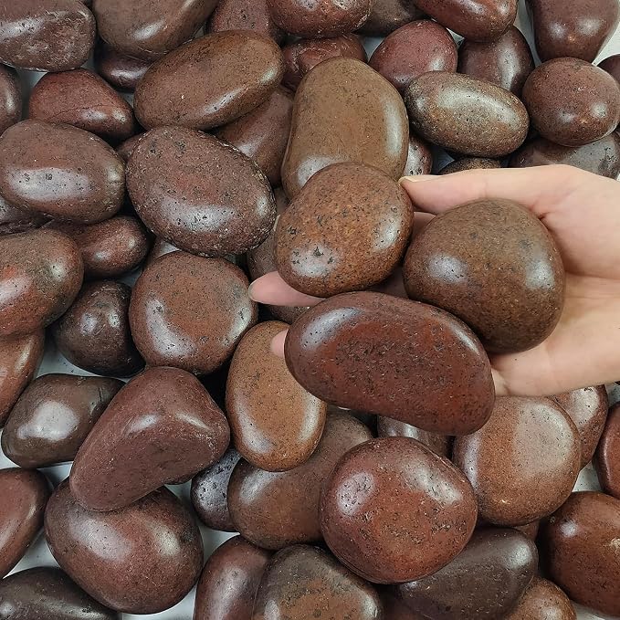 FANTIAN 20 lbs Red River Rocks for Garden, 2-3 Inch Polished Pebbles for Indoor by FANTIAN-GardeningMakesLifeBetter