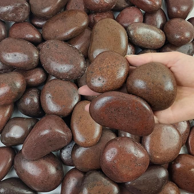 FANTIAN 5 lbs Red River Rocks, 2-3 Inch Large Pebbles by FANTIAN-GardeningMakesLifeBetter