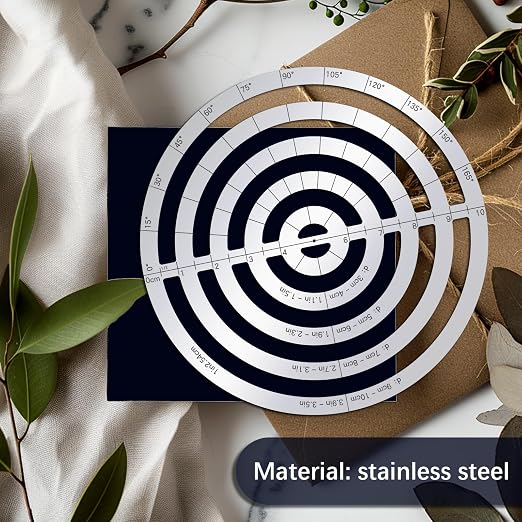 ORIGACH Stainless Steel Concentric Round Ruler Metal Circle and Curve Drafting - Image 3