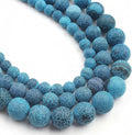48pcs Deep Blue Frosted Oxidized Natural Gemstone Beads，8mm Round Loose Stone by Yochus