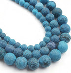 60pcs Deep Blue Frosted Oxidized Natural Gemstone Beads，6mm Round Loose Stone by Yochus