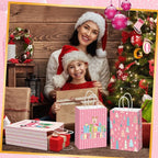 Kolldenn 24 Pcs Pastel Christmas Party Favors Bags Pink Christmas Goodie Gift - Image 7
