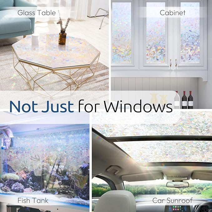 rabbitgoo Window Privacy Film Rainbow Film Decorative Window Sticker, 3D Static - Image 7