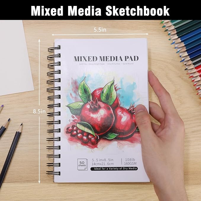 4 Pack Mixed Media Sketchbook, 5.5x8.5 inches Drawing Paper Sketch Book - Image 2