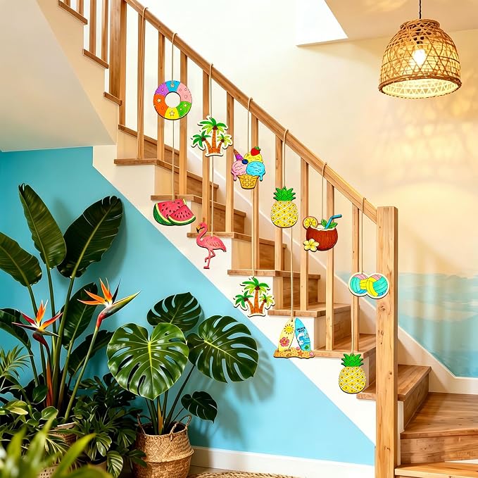 80PCS Unfinished Ornament Wood Crafts, Painting Blank Wooden Cutouts | DIY 10 - Image 7