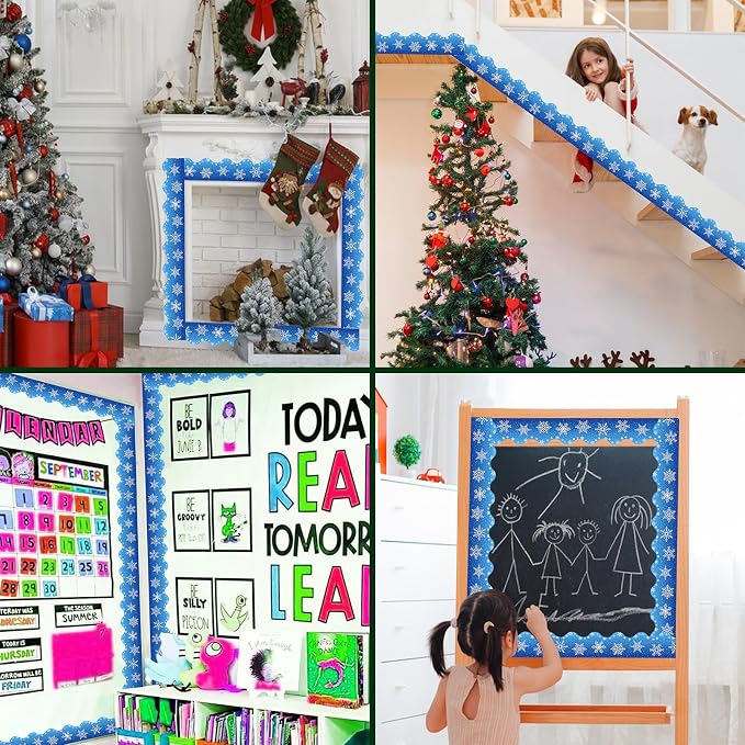 69 Feet Winter Snowflake Bulletin Board Borders, Scalloped Border Trim Holiday - Image 6