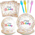 96 Pieces Happy Birthday Plates and Napkins Party Supplies by Tevxj