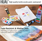 HUAL Fabric Paint Set for Clothes 12 Vibrant Colors Textile Paint - Image 6