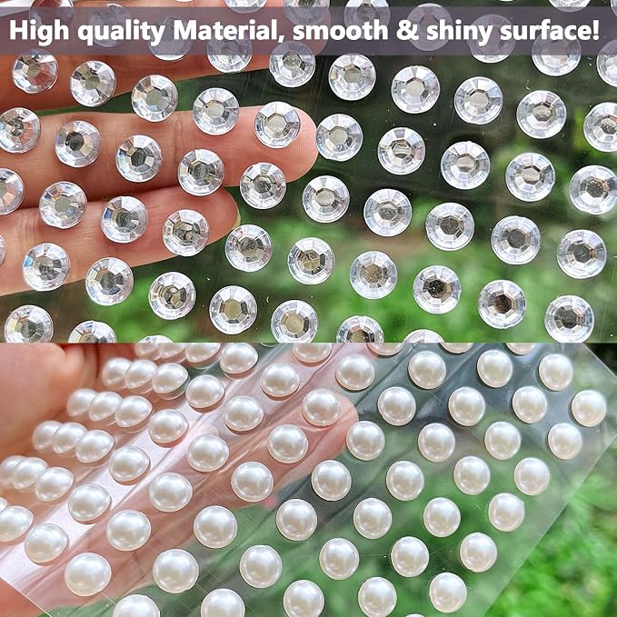 3000Pcs Self Adhesive Pearls and Rhinestones Stickers, Stick on Rhinestone Hair - Image 4