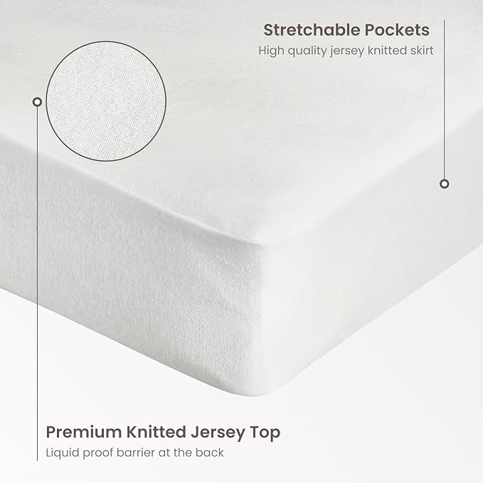 Bioweaves Organic Cotton Jersey Waterproof Mattress Protector Twin XL | 39" x - Image 3