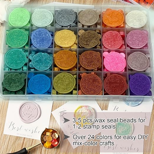 600 Pcs Assorted Wax Seal Beads, Andotopee 24 Colors Sealing Wax Beads - Image 5