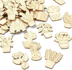 100 pcs Mixed Styles Cactus Potted Theme Unfinished Wood Cutout Charms Tropical - Image 6