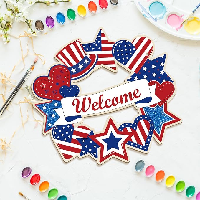 Large 12" Wooden 4th of July Crafts Star Ornaments to Paint, DIY Blank - Image 6