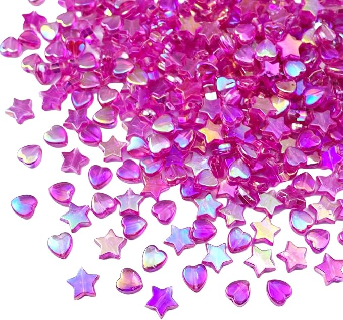 600 PCS Acrylic Heart Star Shape Beads AB Colors Flat Loose Spacer Beads by Jmassyang
