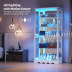 Dystler Display Cabinet with RGB LED Lights & Glass Doors, Flexible Storage - Image 4