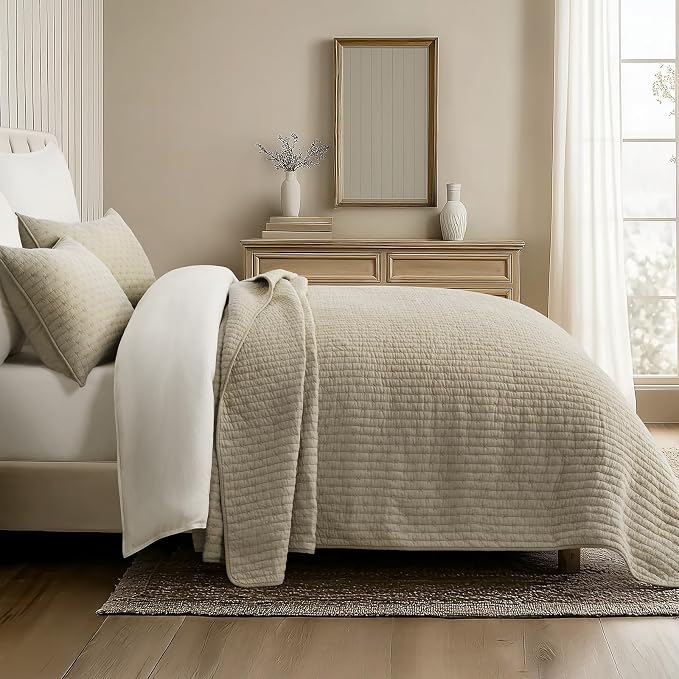 EVERGRACE Cross Stitch Pre-Washed Cotton Quilt Bedding Set Queen Size, - Image 5