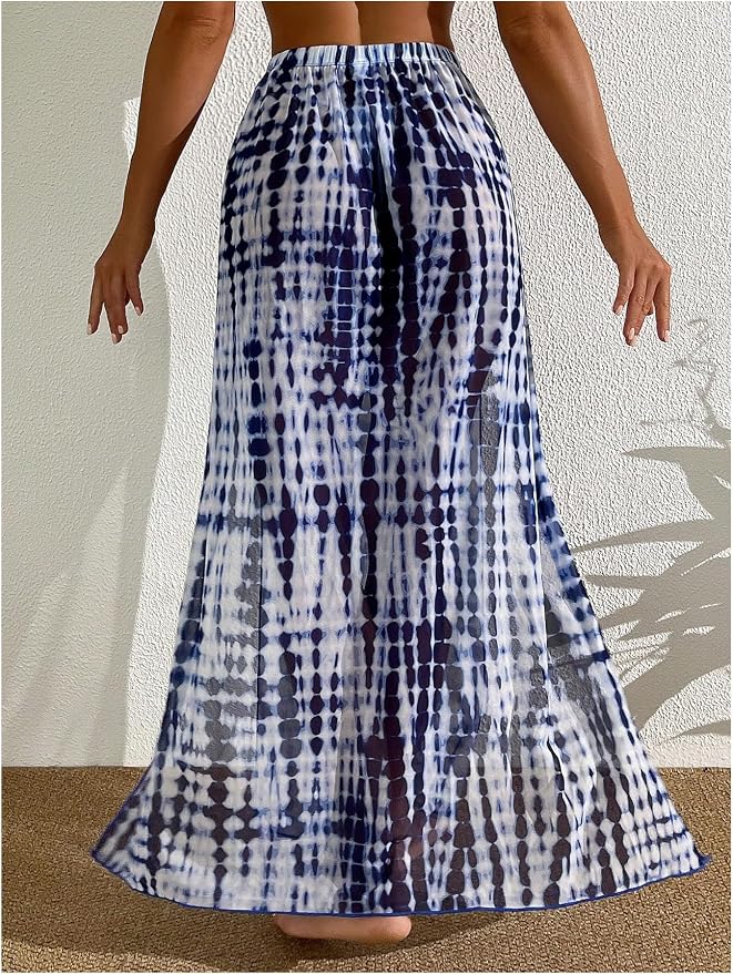 SHENHE Women's Swim Cover Up Skirt High Slit Tie Dye Beach Coverups Long Flowy - Image 2