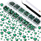 TecUnite 2000 Pieces Flat Back Gems Round Crystal Rhinestones 6 Sizes by TecUnite