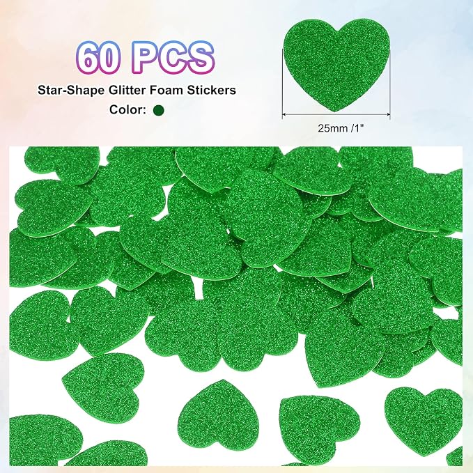 MECCANIXITY 60Pcs Glitter Foam Stickers 1 Inch Self-Adhesive Sparkly - Image 2