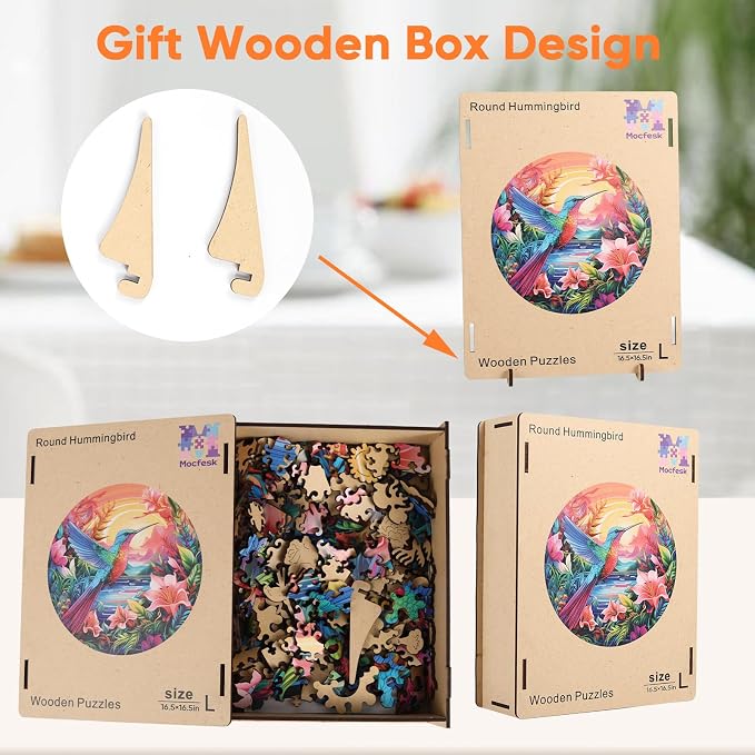 Mocfesk Puzzles for Adults, 500 Pieces Hummingbird Flower Wooden Puzzles - Image 7