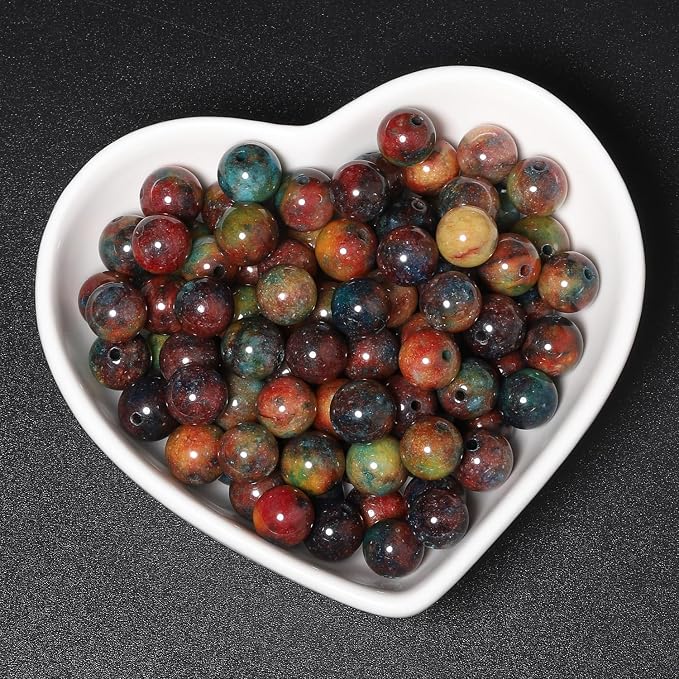 35pcs Smooth Natural Agate Beads，10mm Dragon Vein Gemstone Round Loose Stone - Image 5