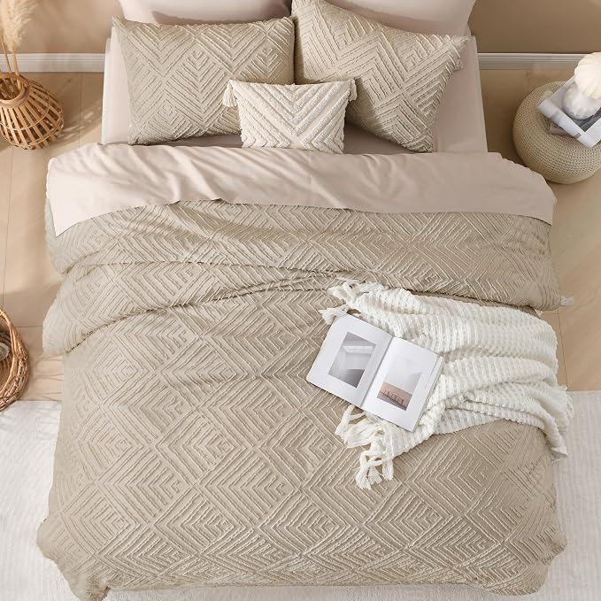 Andency Khaki California King Comforter Set, 3 Pieces Khaki Boho Bedding Set & - Image 7