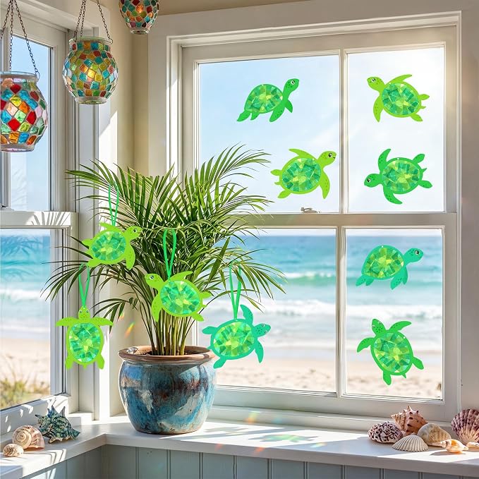 Renbuzhu 48PCS Summer Crafts: Paper Sea Turtle Suncatchers DIY Kits, Ocean - Image 2