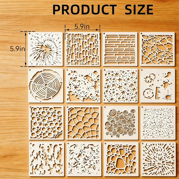 16PCS Geometric Stencils for Painting, Reusable Abstract Layering Stencils for - Image 2