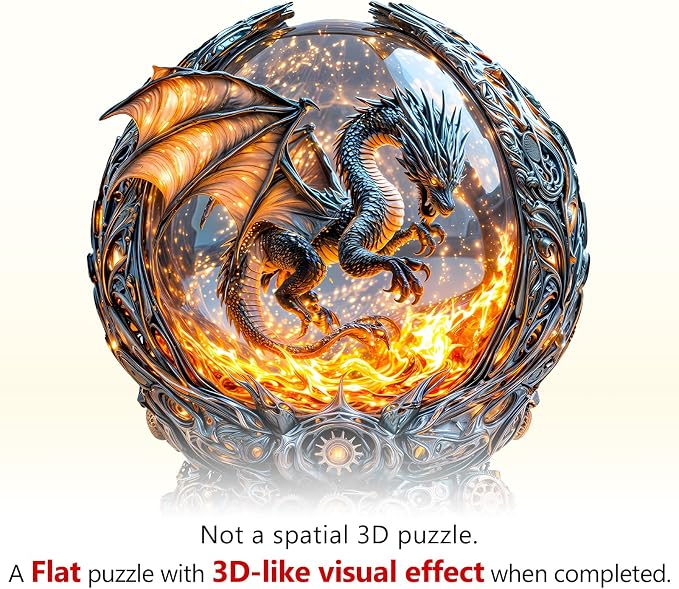 Magic Ball Fire Dragon Puzzles Adults Gifts Wooden 95 Pieces 8.5 * 7.8in - Image 9